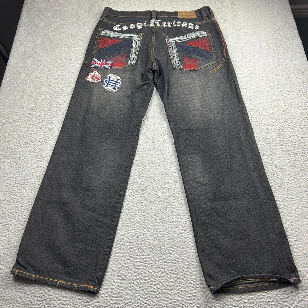Coogie Heritage Jeans Mens 38x34 Baggy Patches Hip Hop Retro Y2K Street